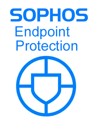 Logotipo de Sophos Endpoint Protection con escudo azul, representando seguridad avanzada para dispositivos.