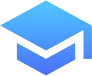 Icono de birrete de graduación con degradado azul, simbolizando formación académica y capacitación profesional.