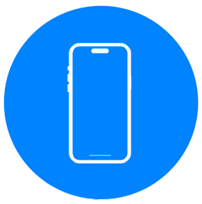 Icono de smartphone sobre fondo azul, simbolizando el servicio de equipo de sustitución.