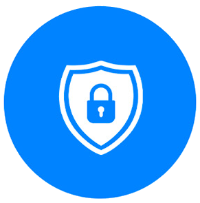 Icono de escudo con un candado sobre fondo azul, simbolizando la protección y cobertura contra robo.